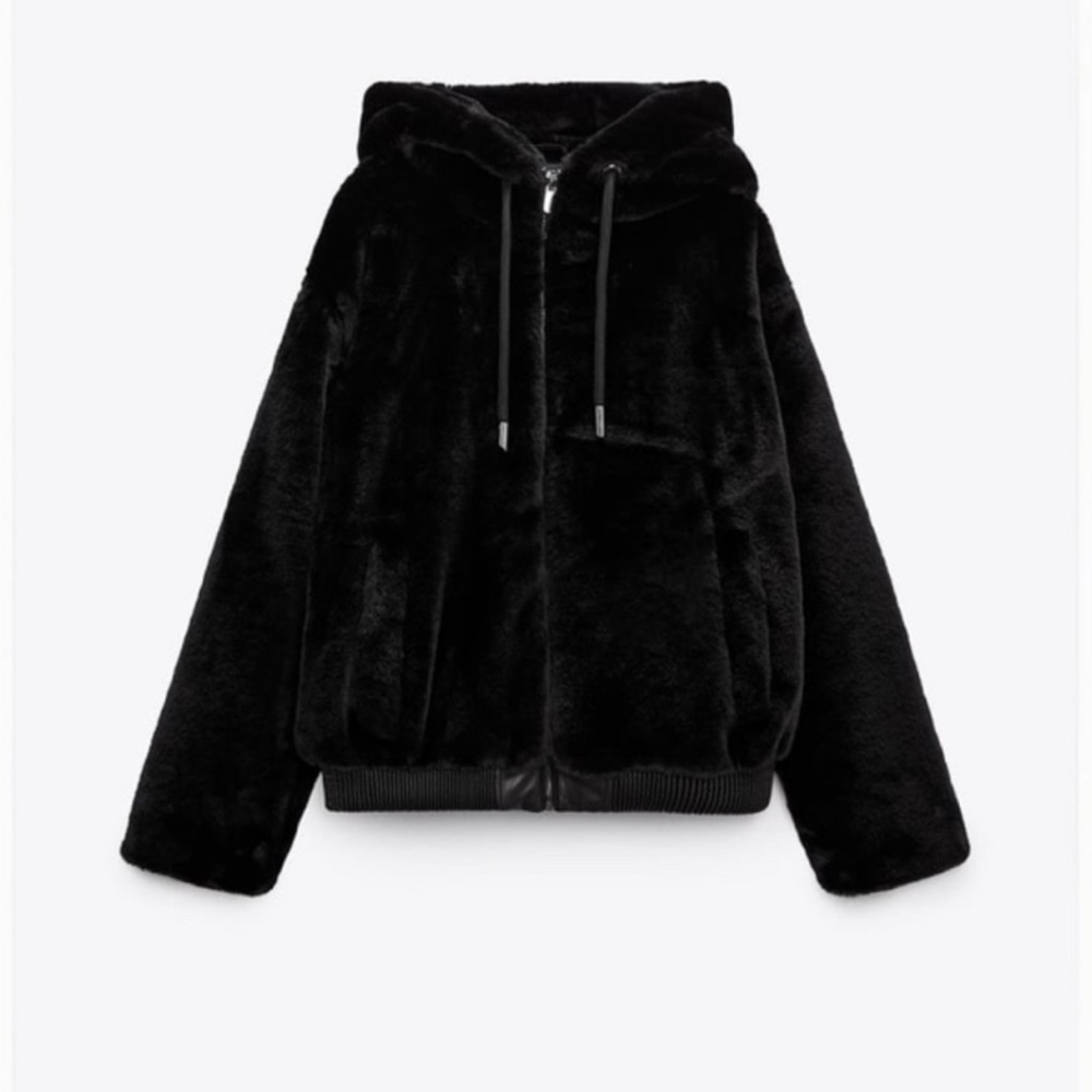 Zara Faux Fur Hooded Coat XL